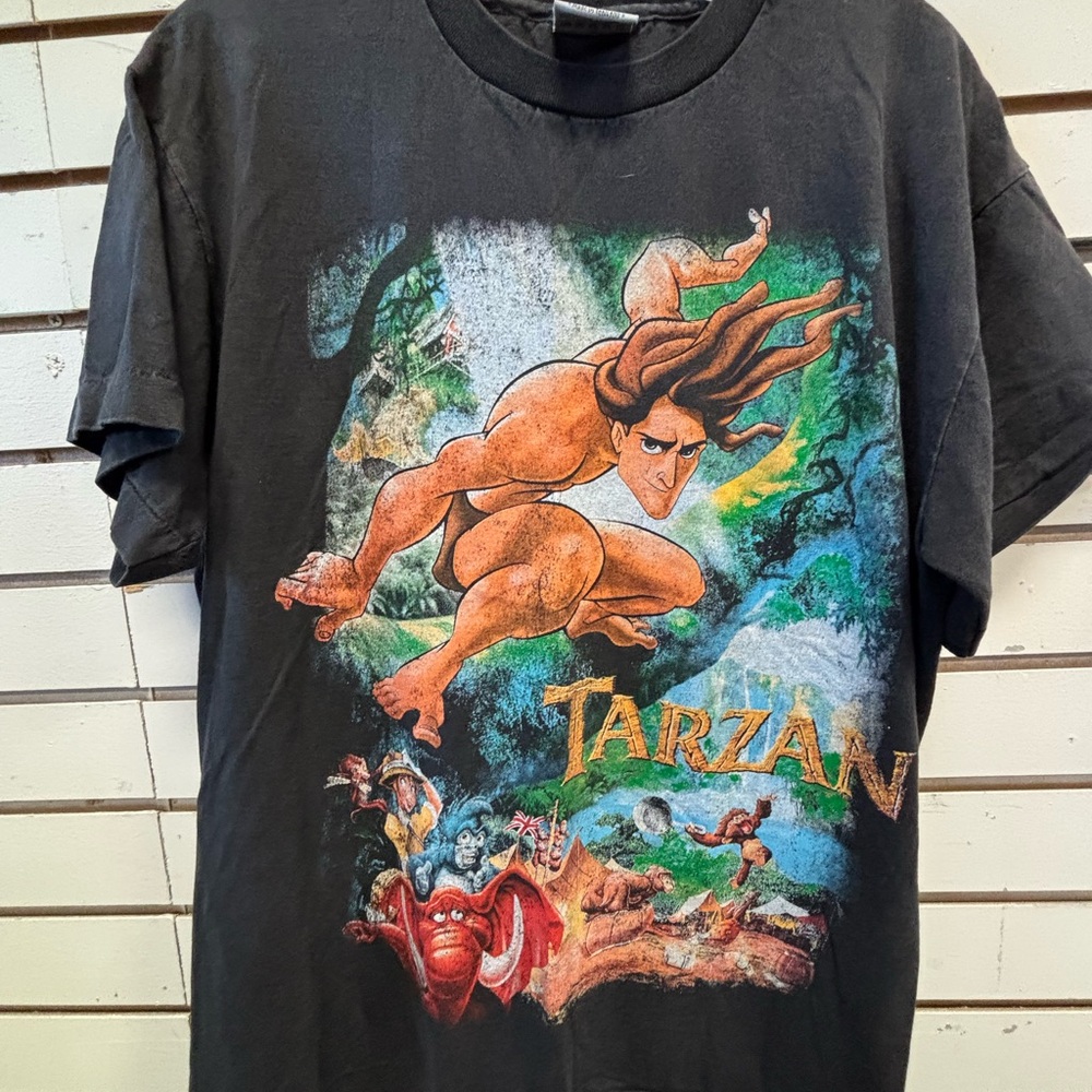 Vintage 1999 Disney Tarzan Graphic Black Promo T-Shirt